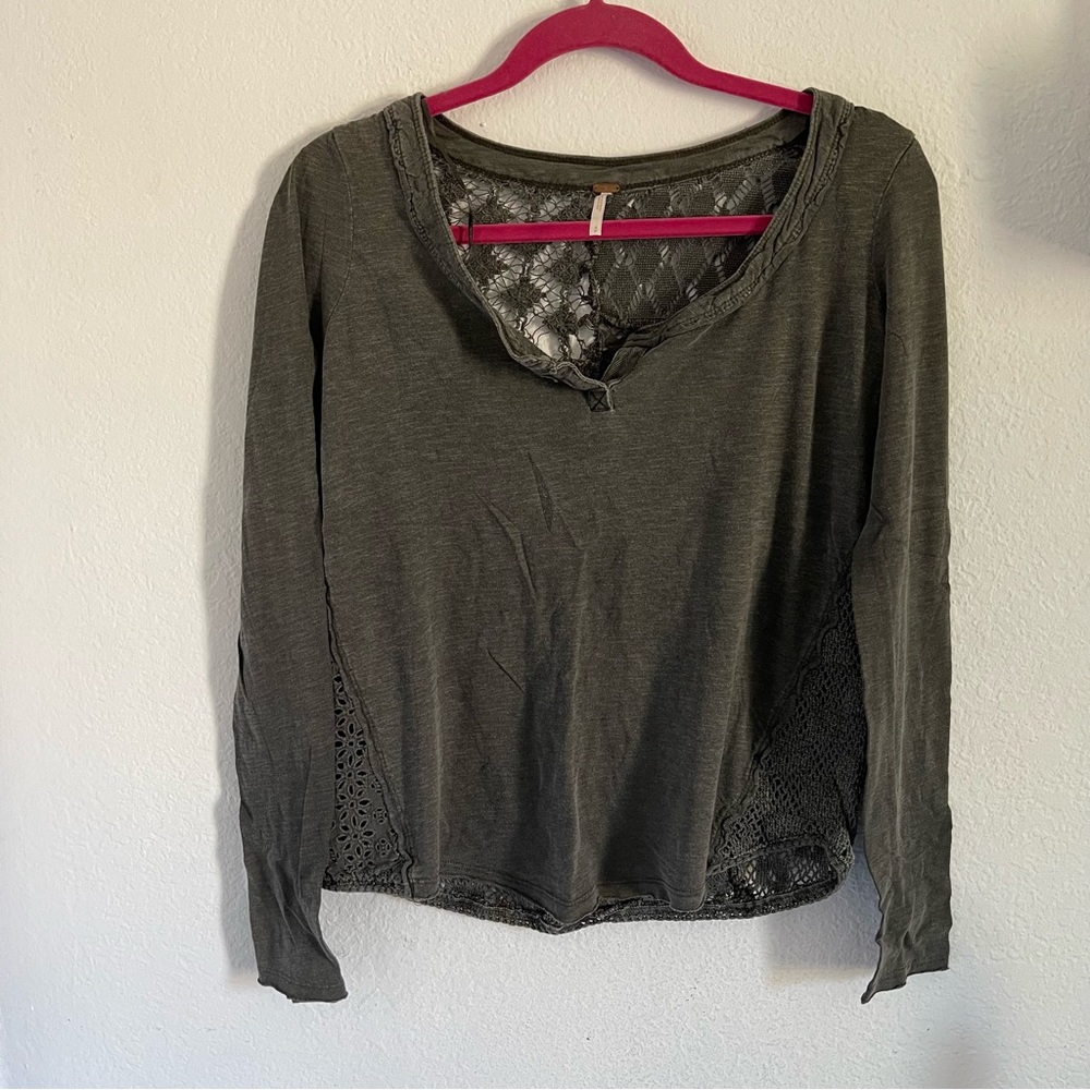 Free People S crochet back long sleeve